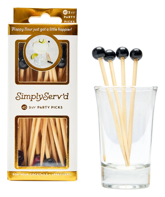 Short Black Party Picks | 3.5 Inches Tall: Set 40