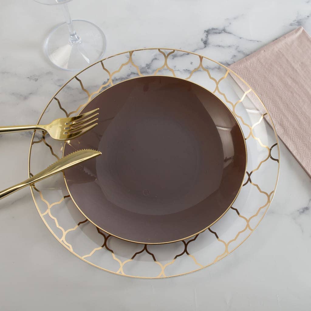 Truffle with Gold Edge Dessert Plates 7.25" | EnFete Party