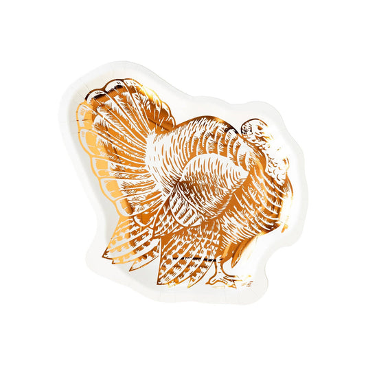 Turkey Appetizer and Dessert Plates - Elegant Copper Foil | EnFete Party