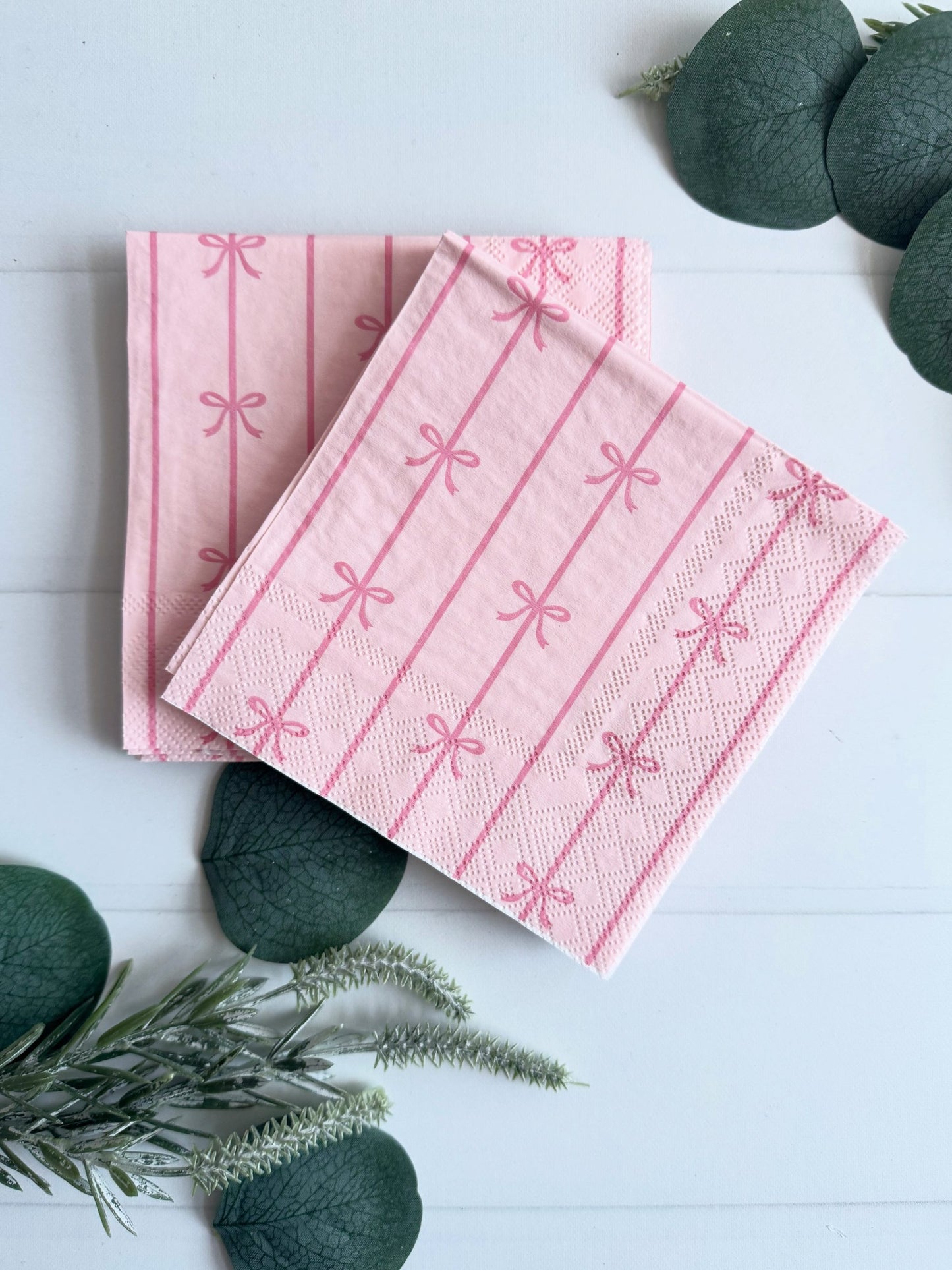 Pink with Pink Bow Cocktail Napkins