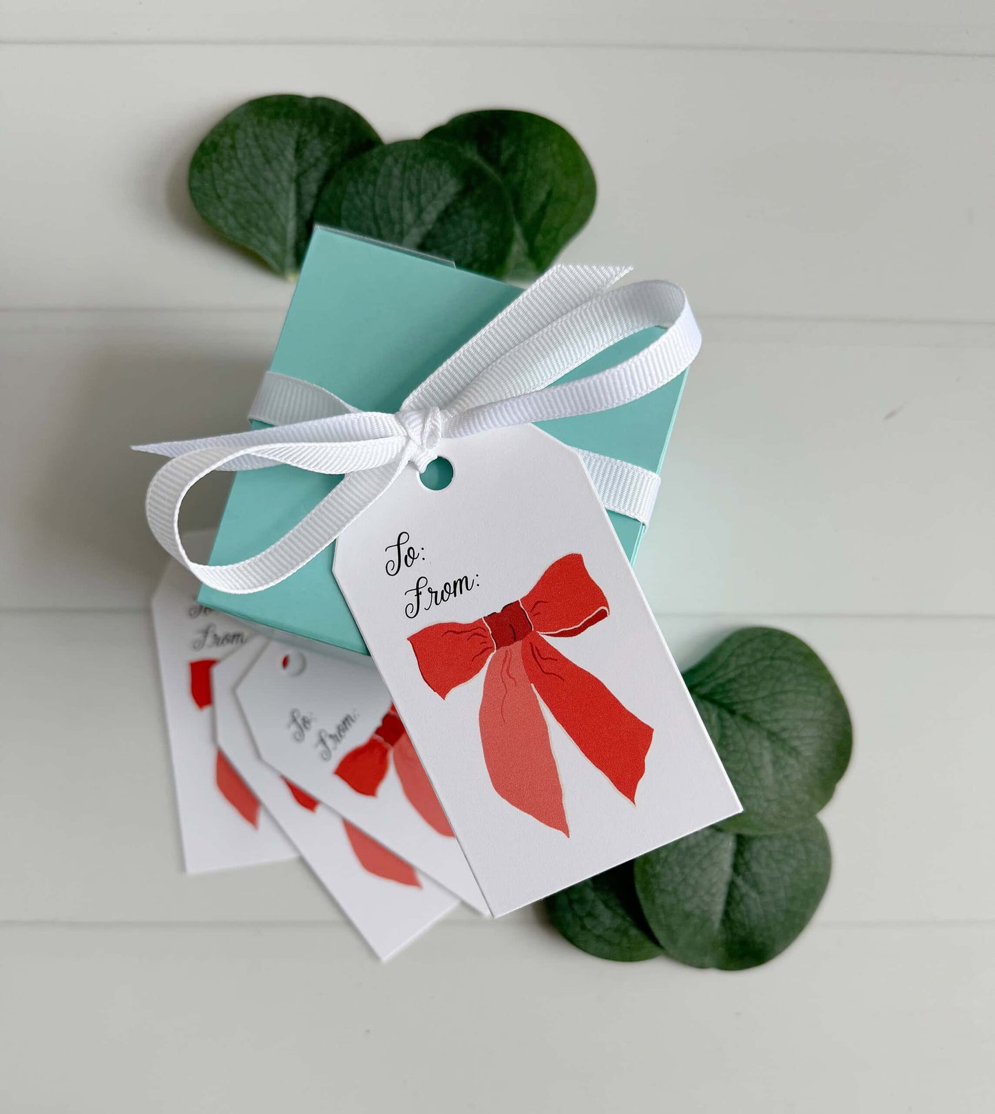 Red Bow Gift Tags - Sets of 10