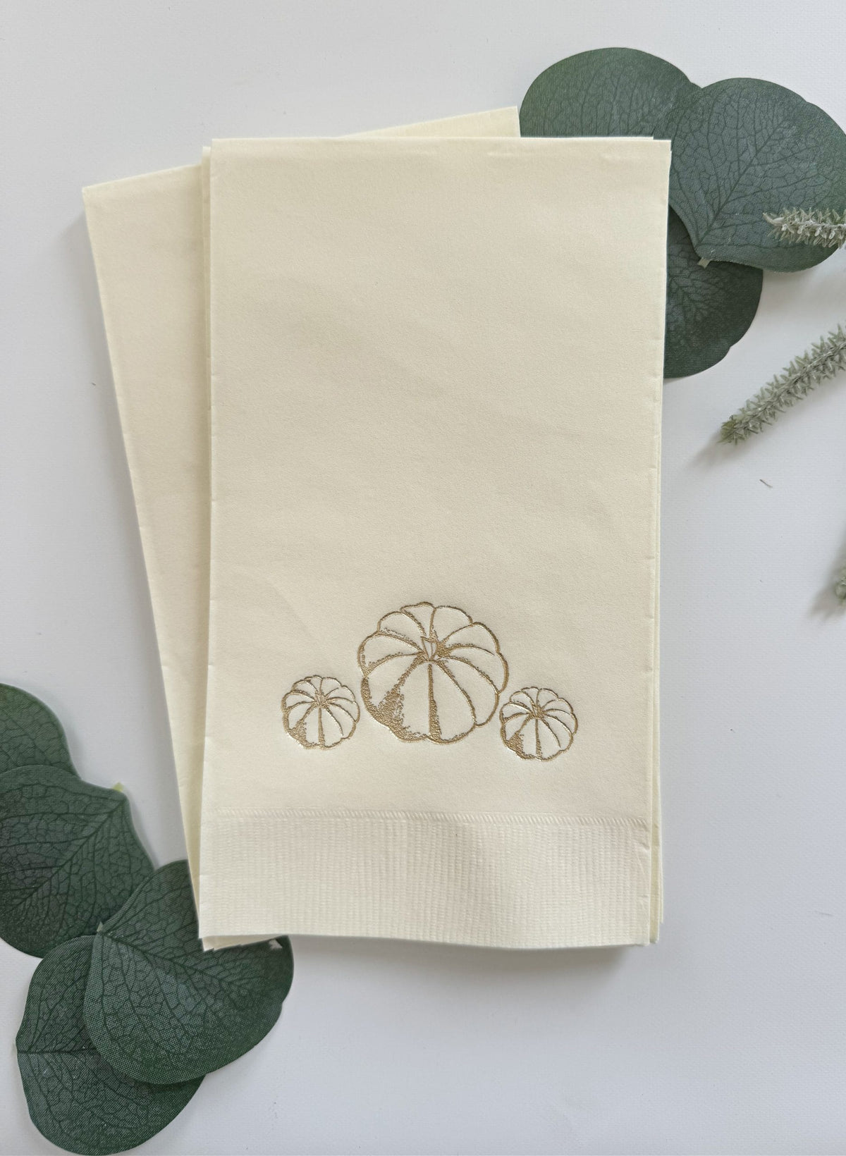 Simple Pumpkin Gold on Ivory Dinner Napkin | EnFete Party