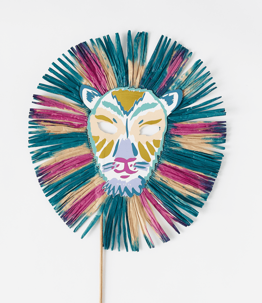 Safari Lion Masks with Wooden Handle - Set of 4 Party Favors | EnFete Party