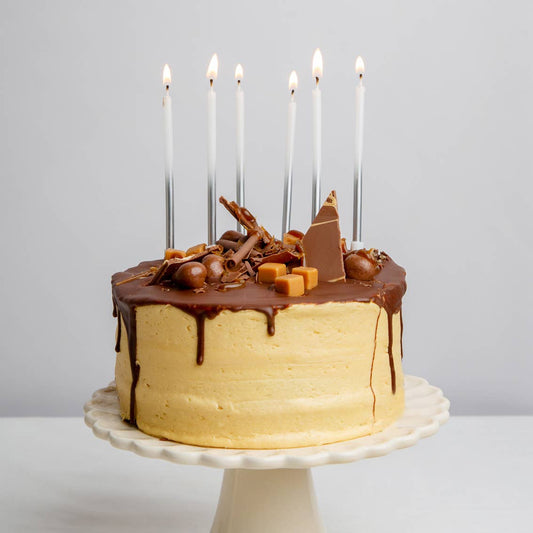 Silver Ombre Birthday Candles - White and Silver Tall Candles | 16 Pack | EnFete Party