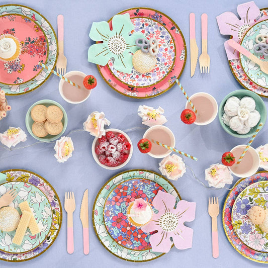 Boho Floral Paper Tea Party Plates - Large | EnFete Party