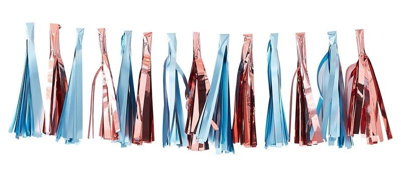 Rose gold and baby blue garland for a baby shower or birthday