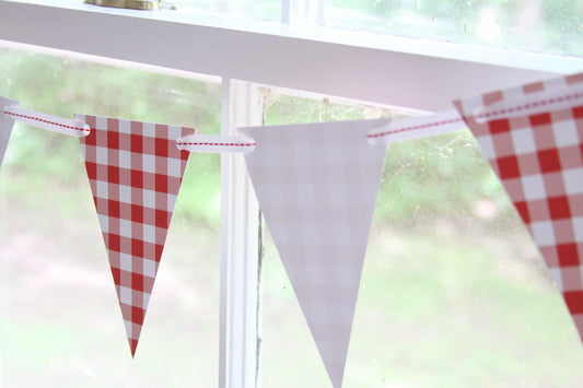 Red and White Gingham Baby Q Banner