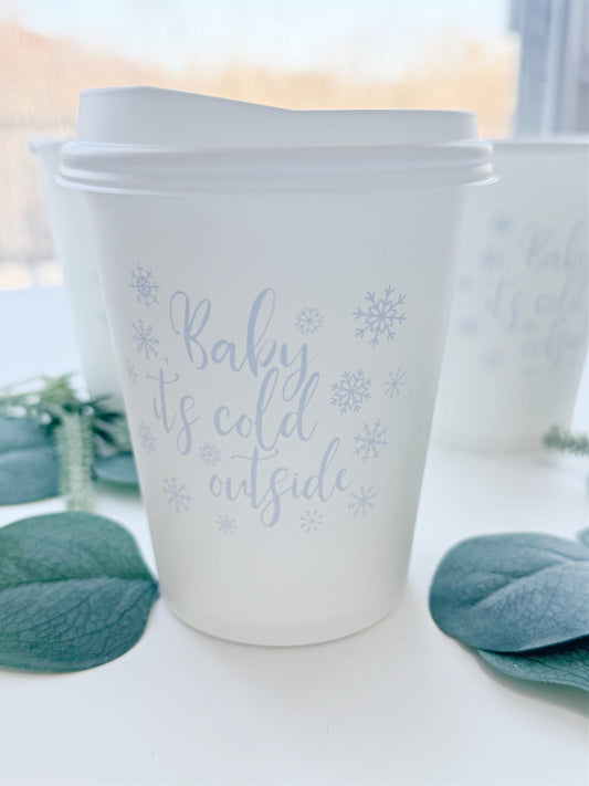 SINGLE Baby It's Cold Outside Cups & Lids for Ice Blue | EnFete Party