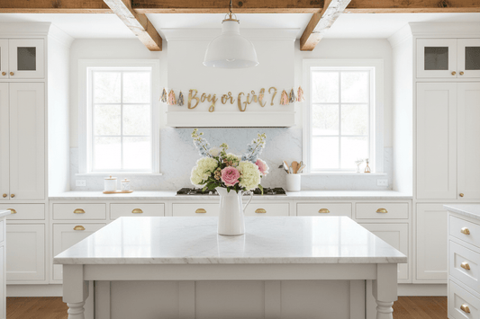 Banner above kitchen island