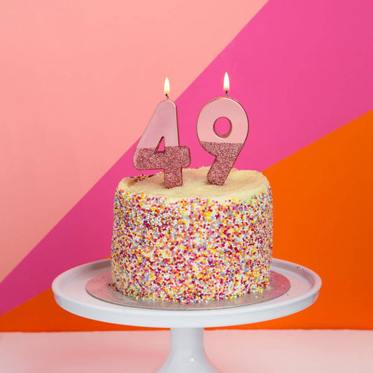 Number 9 Birthday Candle - Rose Gold Glitter | Cake Topper | EnFete Party