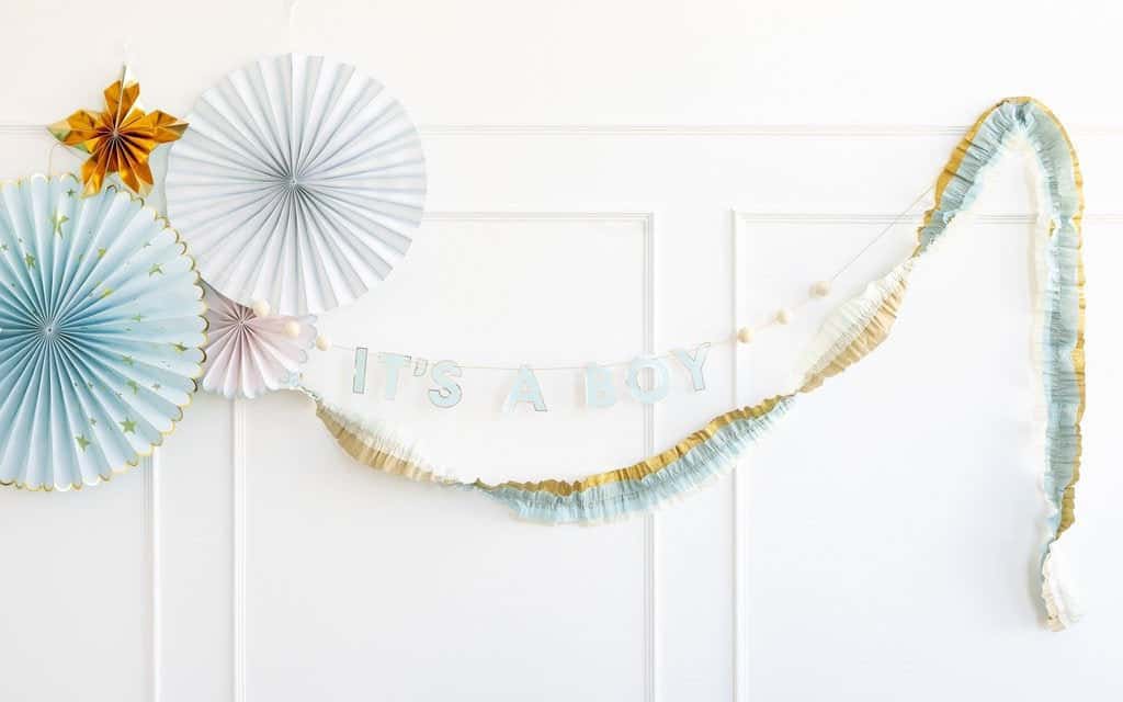 Blue, Cream and Gold Crepe Paper Streamer
