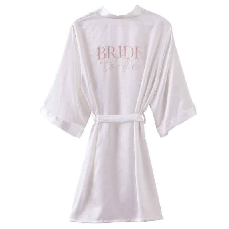 White Satin Bride to Be Robe or Dressing Gown