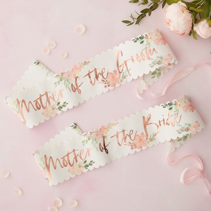 Mother of the Bride and Mother of the Groom floral sashes
