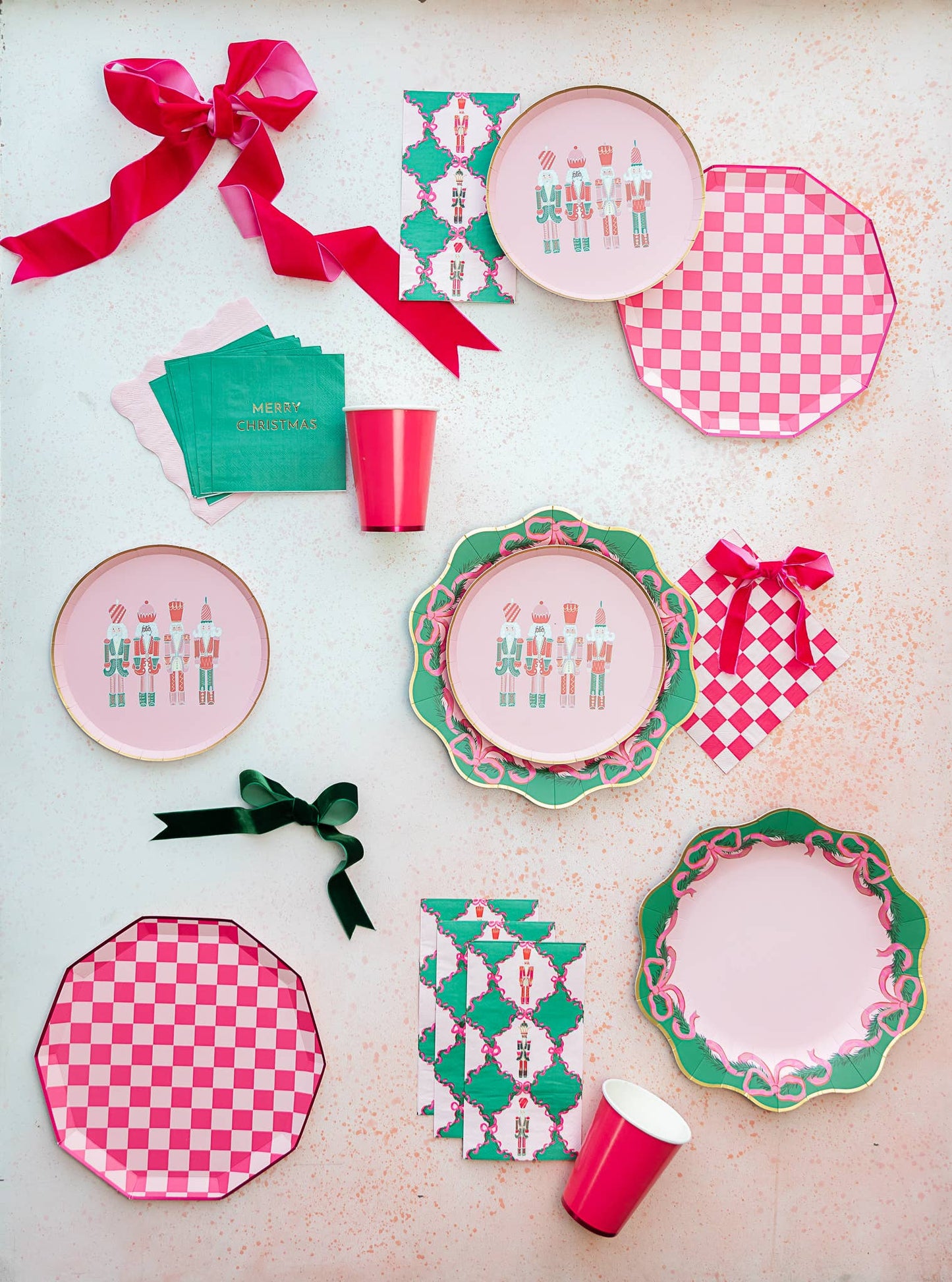Elegant Bow Pink Christmas Dinner Plates - Paper for Holiday Parties and Entertaining