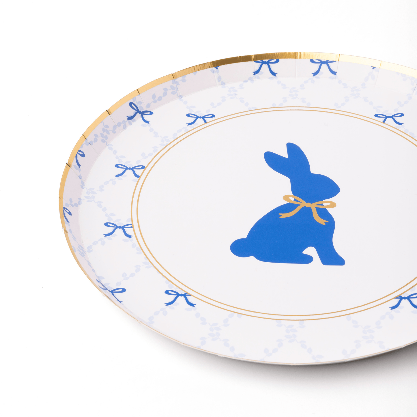 Bunny Party Plates: Blue and Gold Dessert Plates | EnFete Party