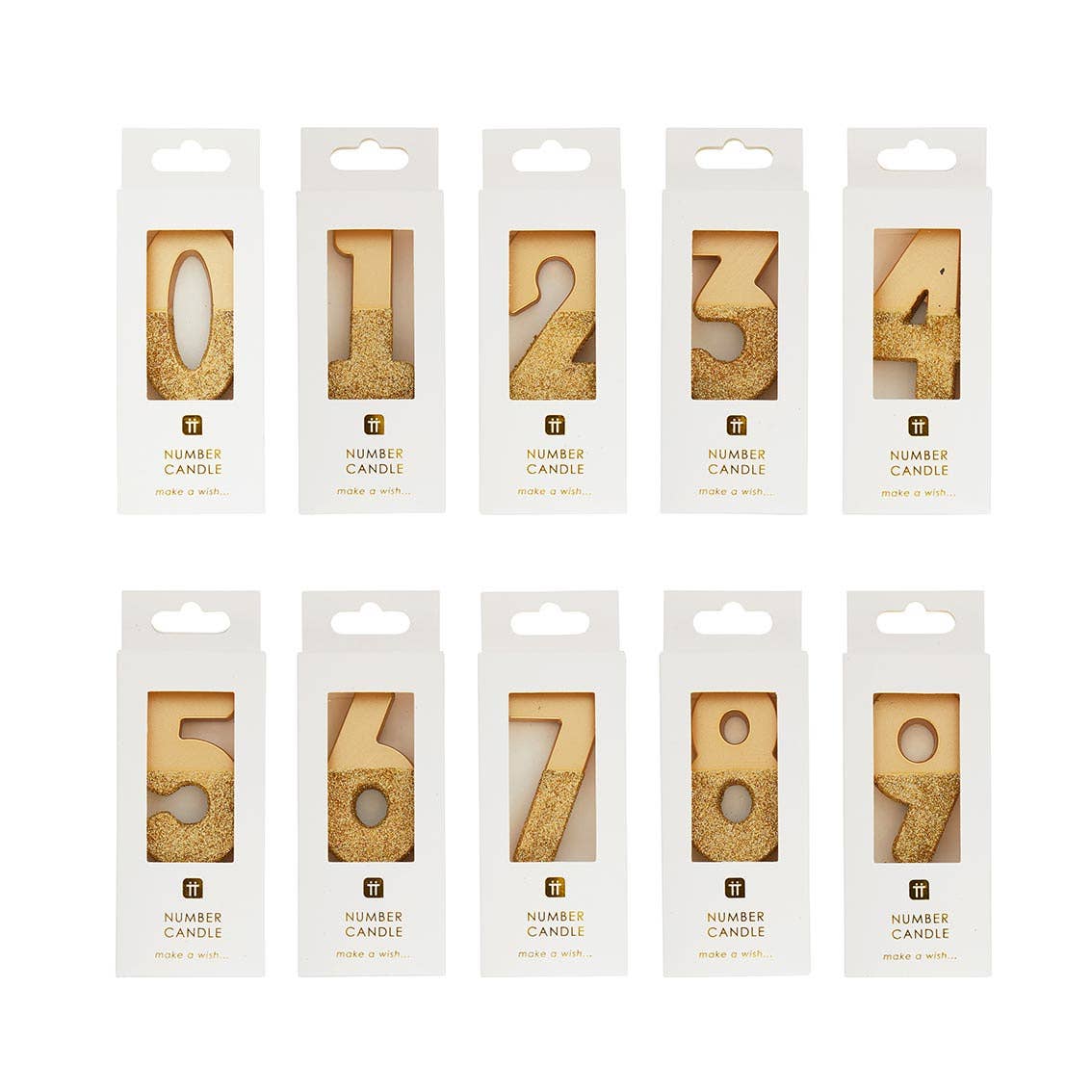 Gold Glitter Number 2 Candle - Second Birthday Cake Topper | EnFete Party