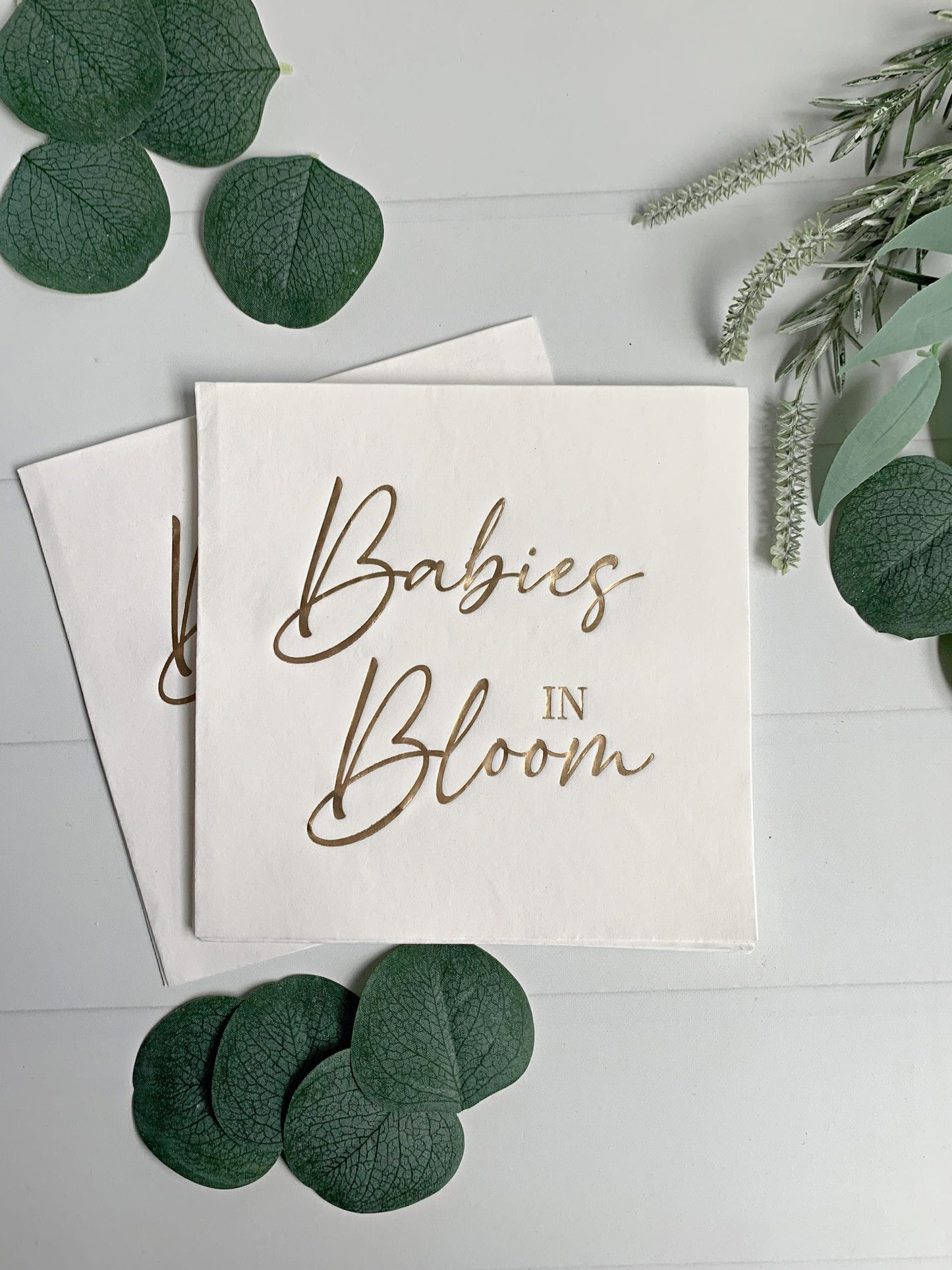 Babies in Bloom Baby Shower Napkins Elegant Gold Foil - Set of 16 Luncheon | EnFete Party
