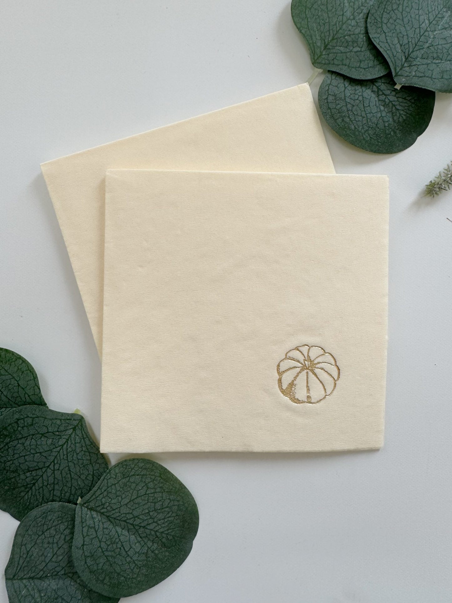 Simple Pumpkin Gold on Ivory Cocktail Napkin