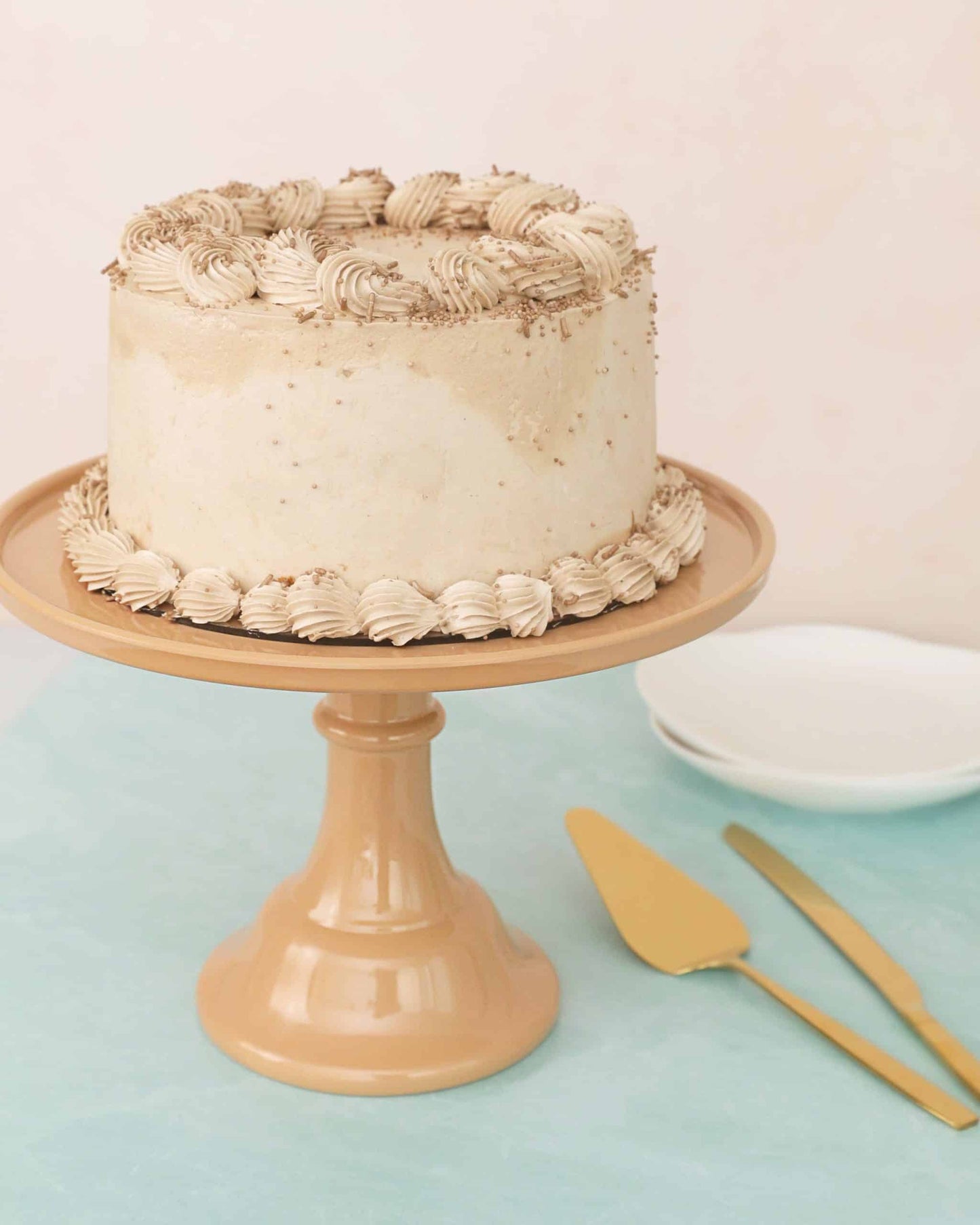 Latte Brown Melamine Cake Stand 11.5" - Premium Pedestal Display for Weddings & Parties