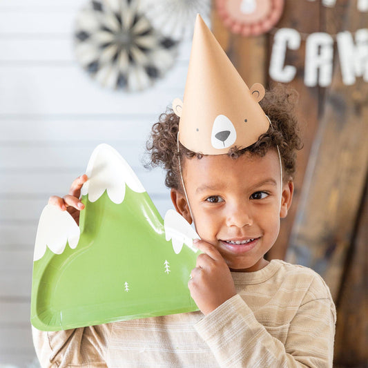 Mountain Shaped Party Plates - Adventure Theme Camping Birthday 8ct | EnFete Party