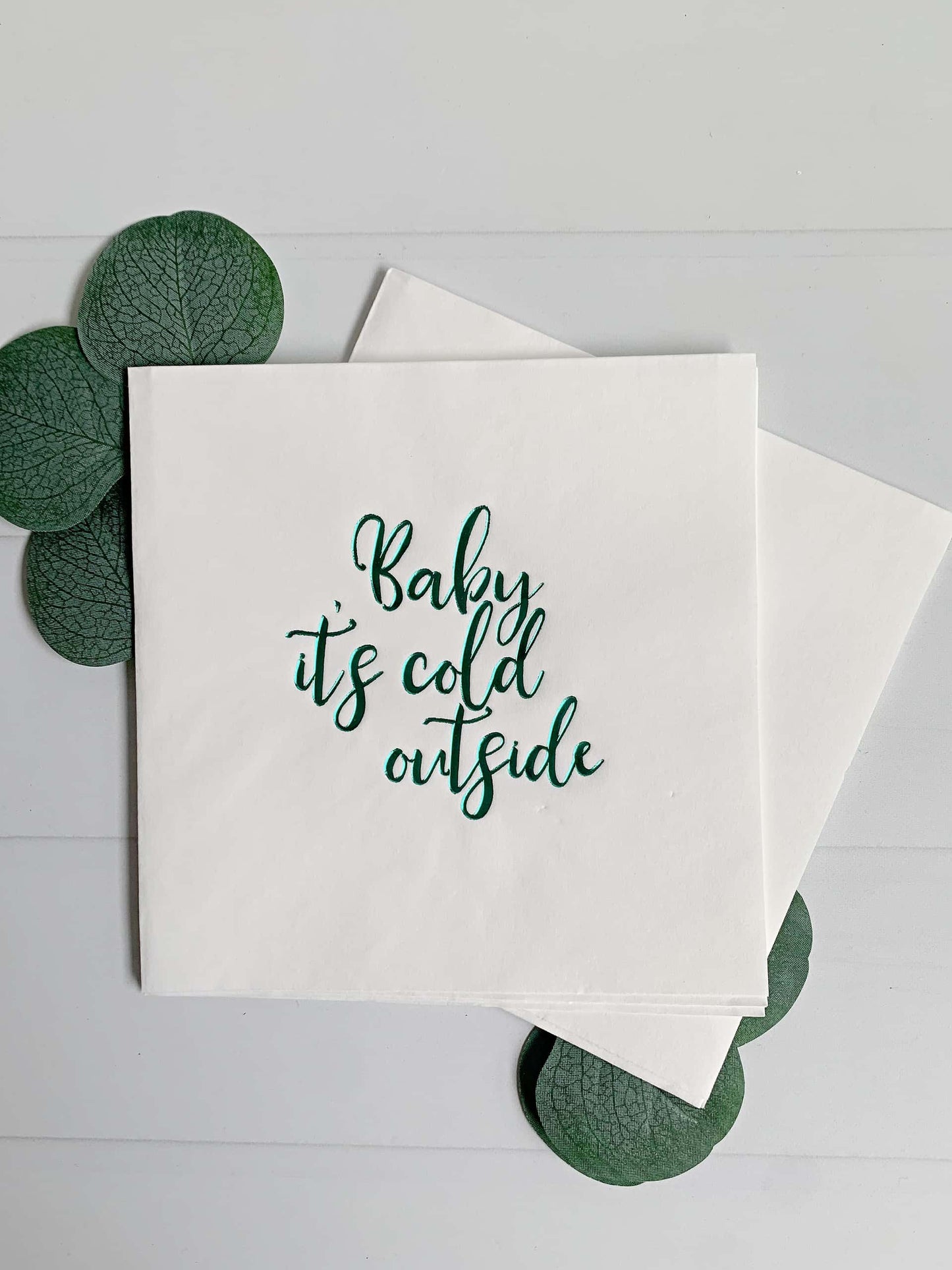 Hunter Green Snowflake Cocktail Napkin