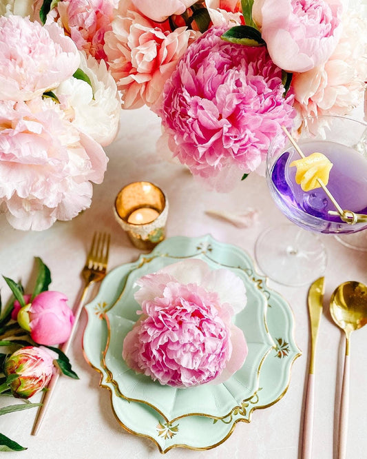 Mint Dessert Plates with Gold Edge