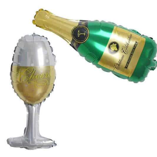 Champagne Balloons Bottle & Glass Set