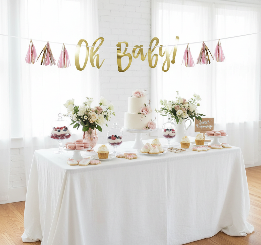 Close-up above cake table
