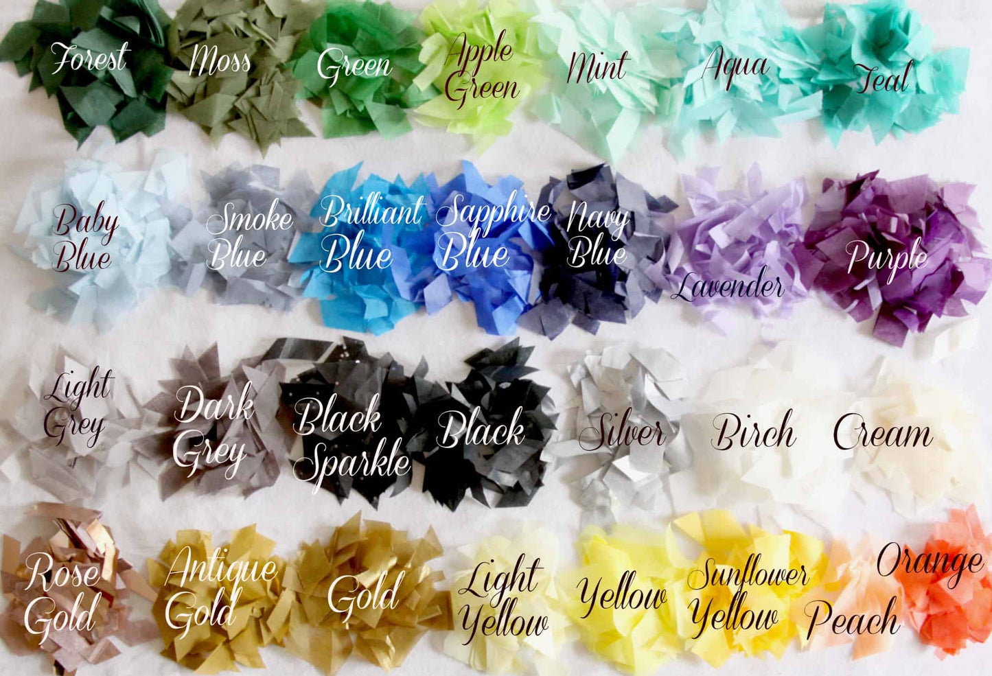 Confetti color selection for EnFete exclusive confetti poppers
