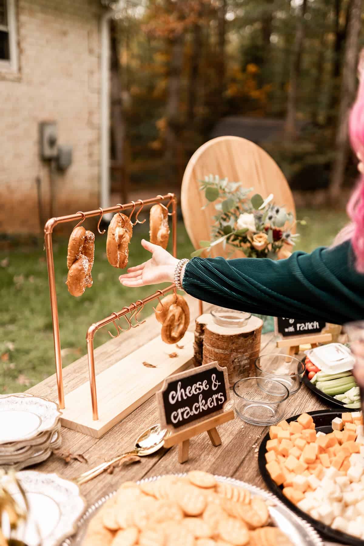 Copper Pretzel Display Stand for a fall outdoor wedding