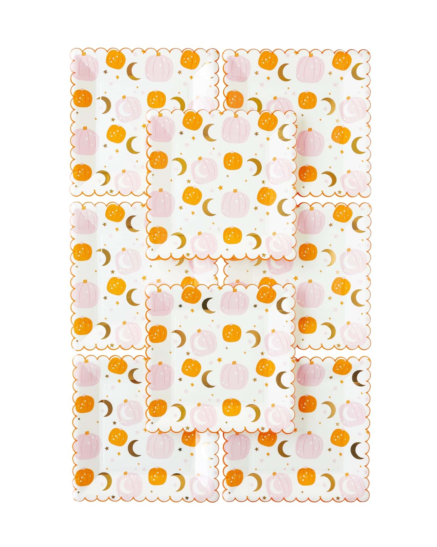 Pink Pumpkins, Stars and Moon Paper Plate