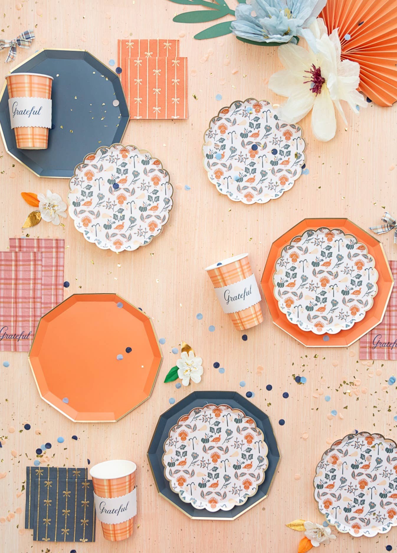Peach Pumpkin Cocktail Napkins - Thanksgiving Party Napkins Set of 20 | EnFete Party