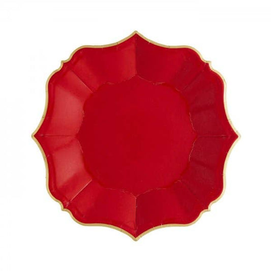 Red Scalloped Dessert Plates
