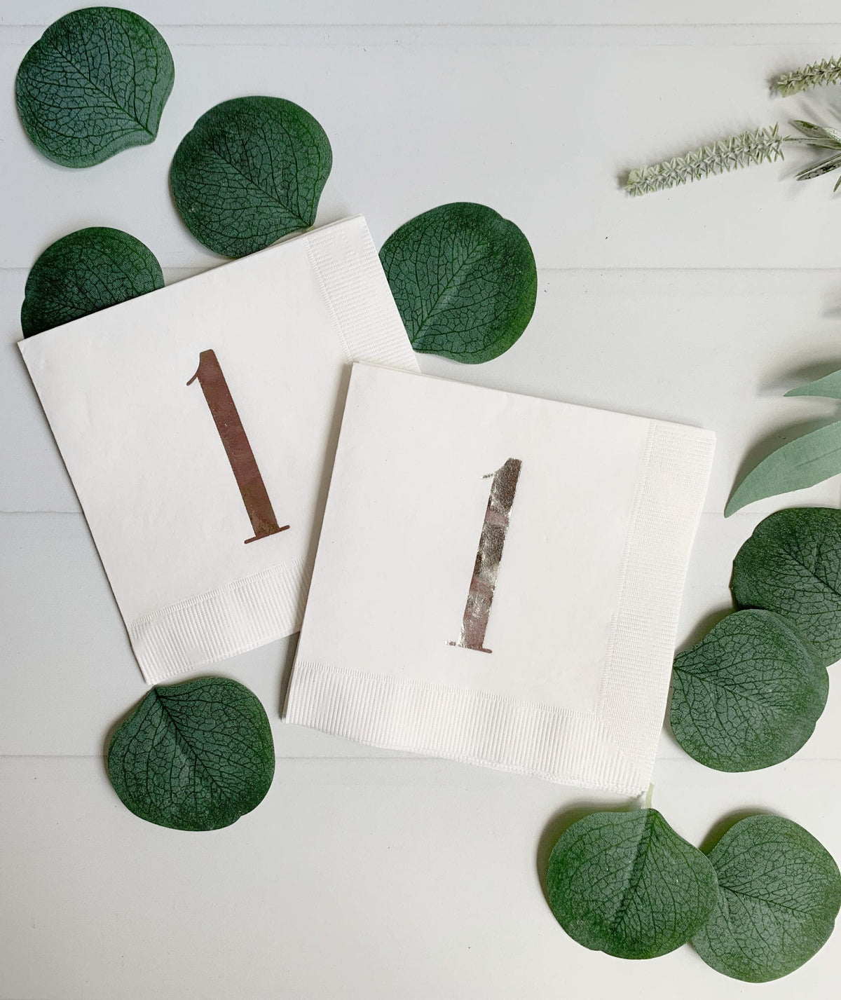 Silver Foil One First Birthday Napkins - Winter Wonderland & Silver Party Decor | EnFete Party
