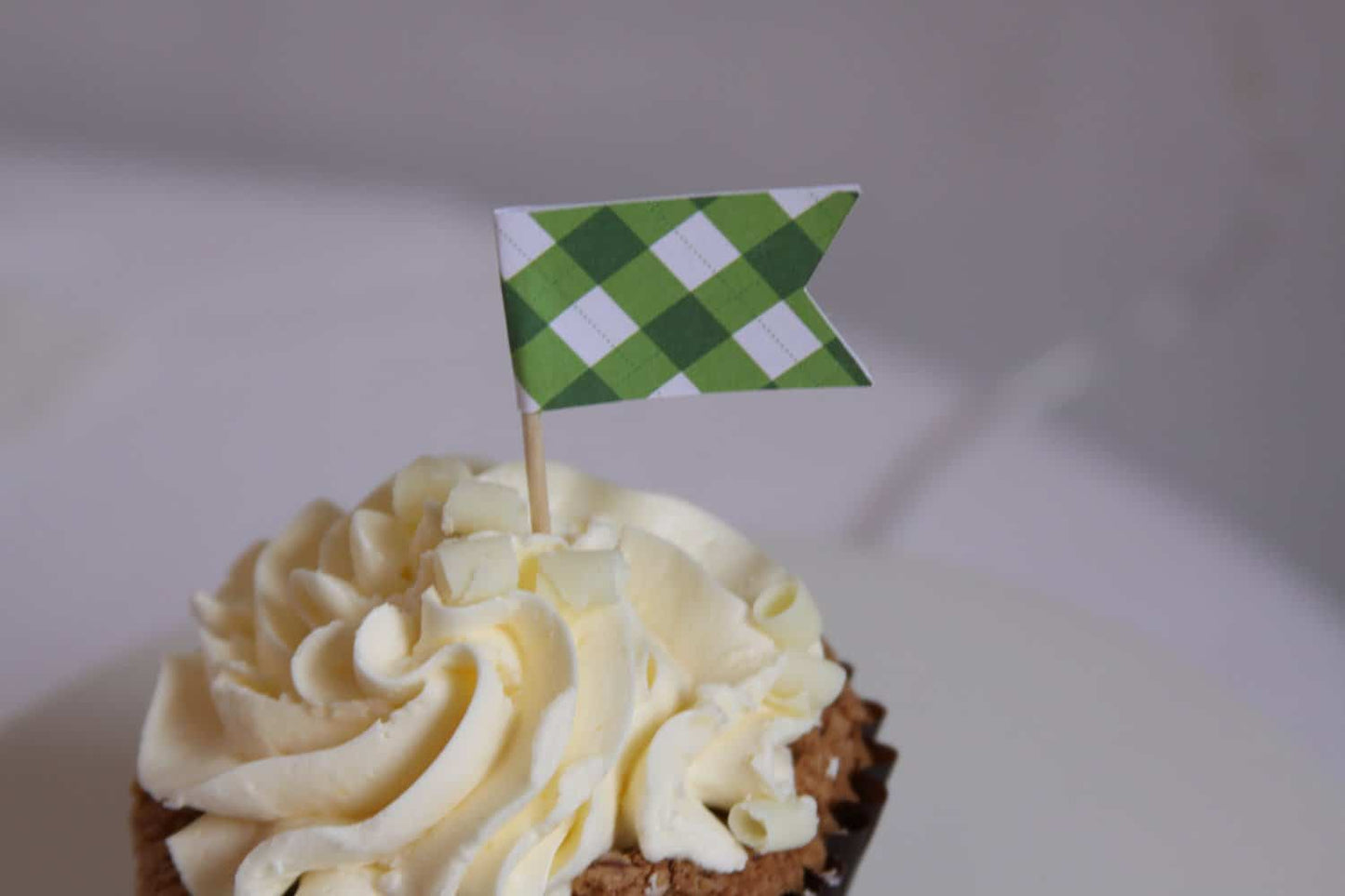 Derby Party - Green Gingham Cupcake Toppers