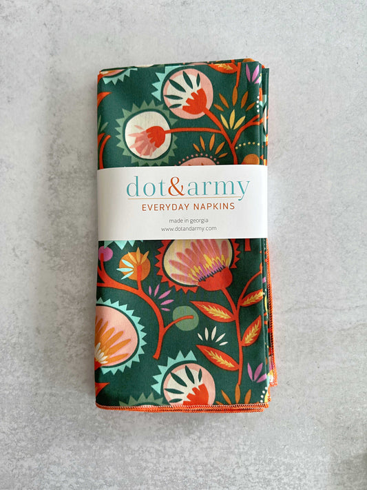 Desert Bloom Cloth Napkins 18 Inch - Cottagecore Farmhouse Reusable Napkins Set of 4 | EnFete Party