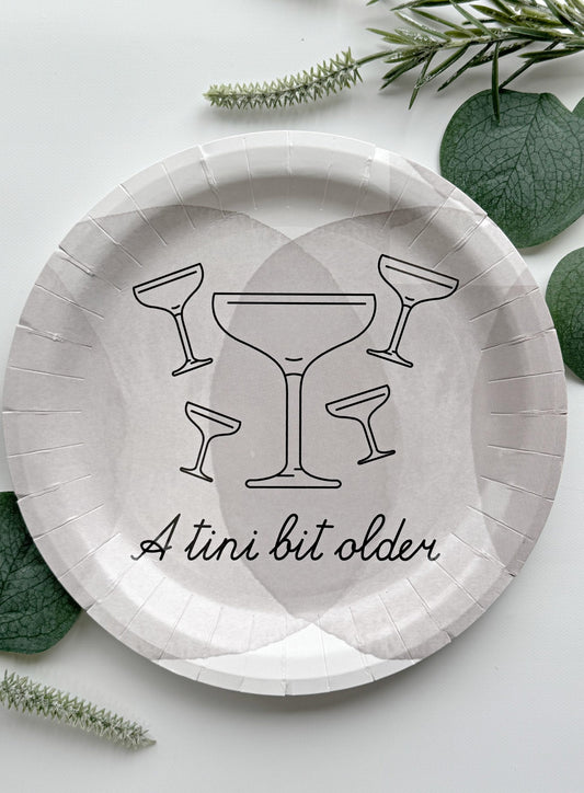 A Tini Bit Older Cake Plates - Black & White | EnFete Party
