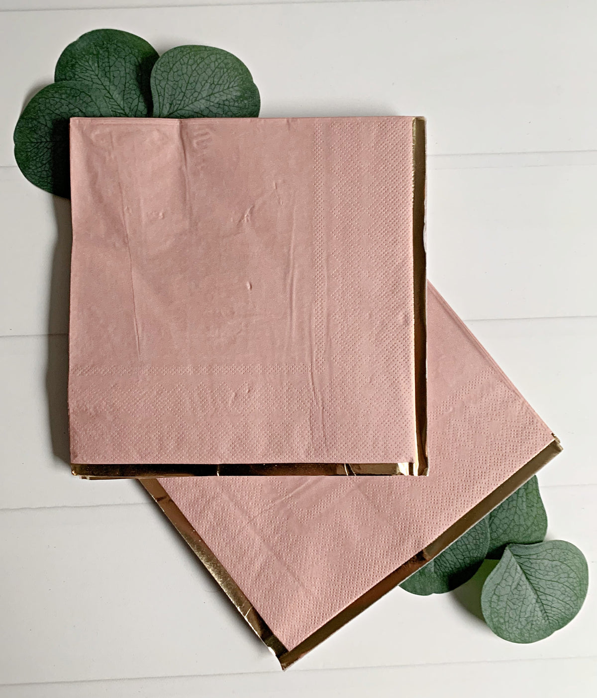 Dusty Rose Napkins Gold Foil Edge - Luncheon Napkins Set of 16 | EnFete Party