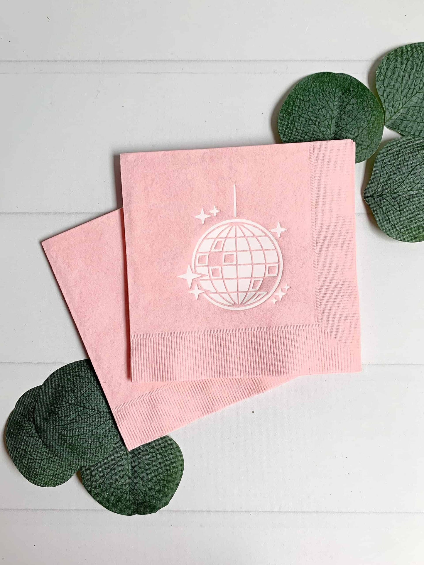 Disco Ball Cocktail Napkins Pink & White
