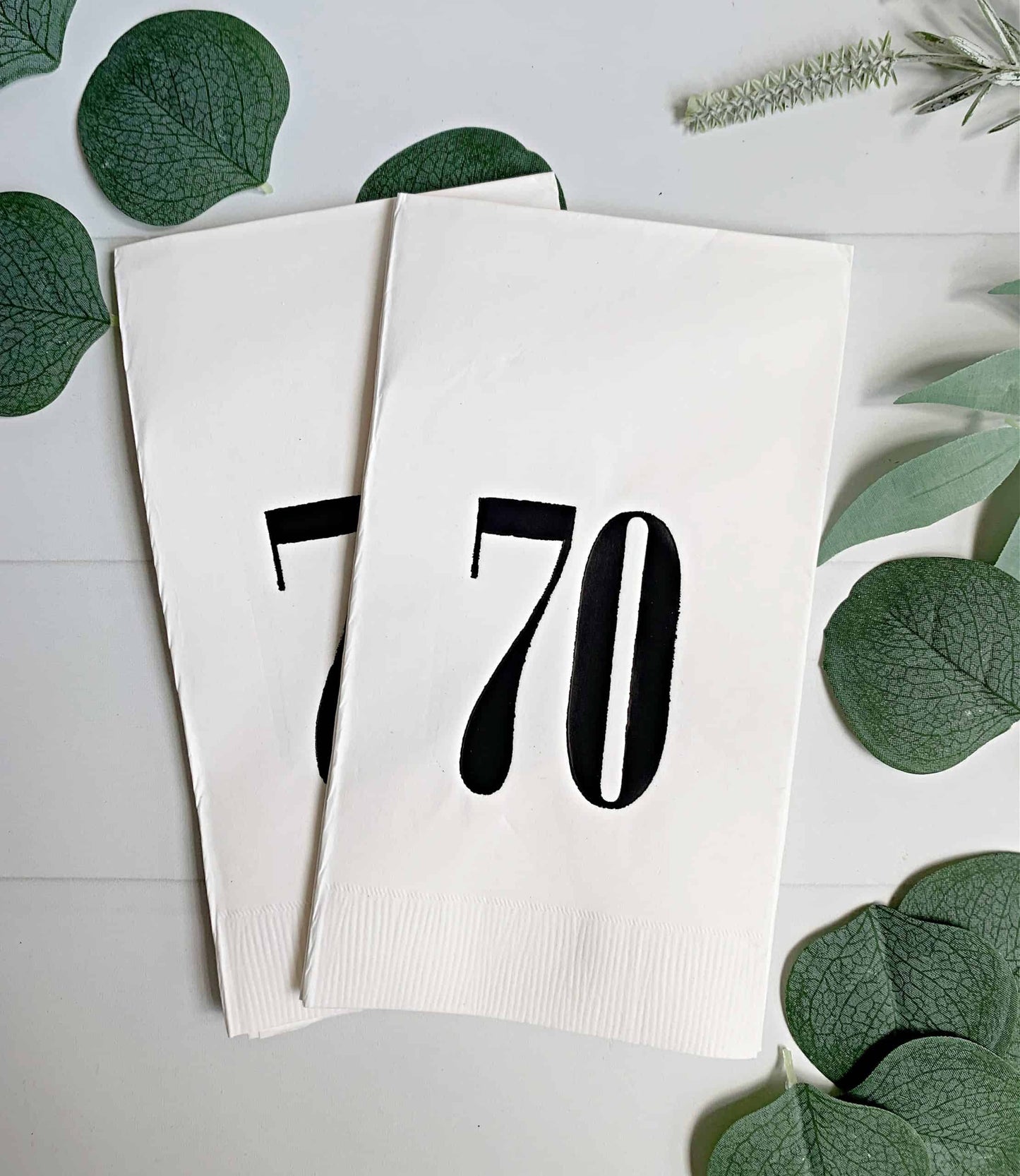 70th Birthday Dinner Napkins - White & Black