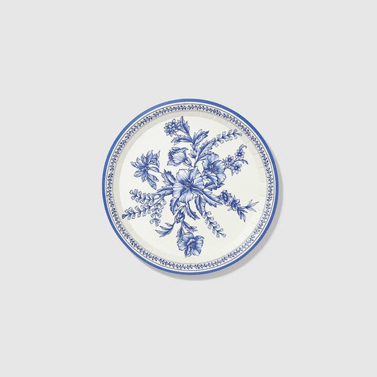 Blue Toile Dessert Plates - Bold Floral | EnFete Party