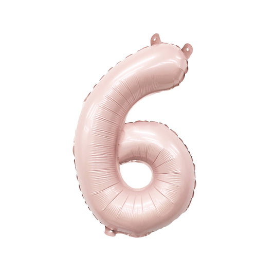 Matte Blush Pink Number 6 Balloon - 32 Inch Foil Mylar Birthday Party Decoration | EnFete Party