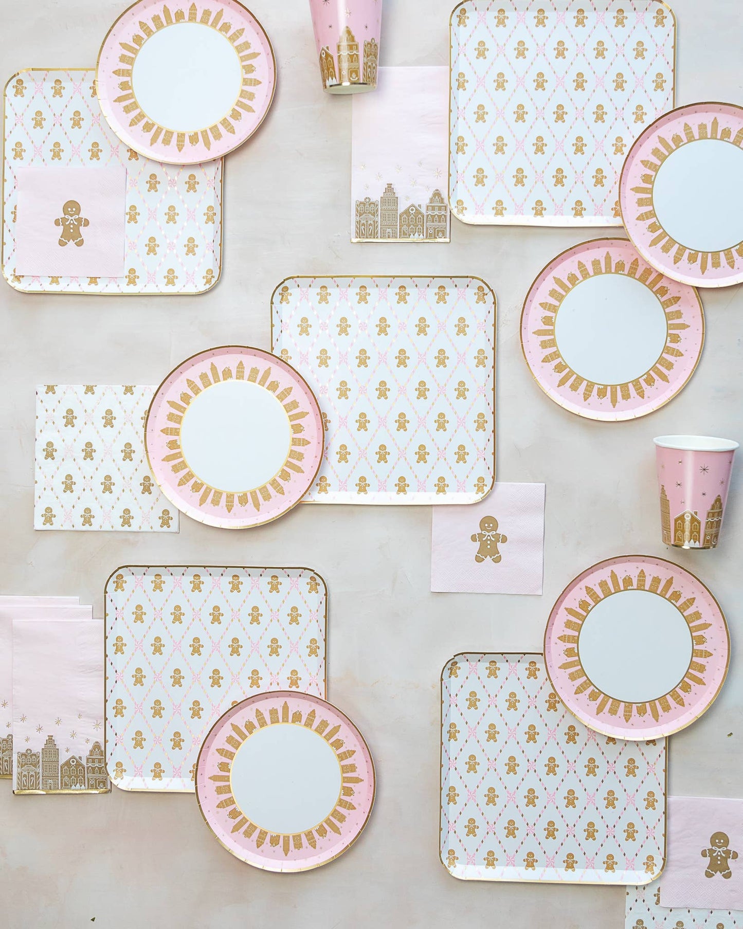 Gingerbread Man Pink Christmas Cocktail Napkins | EnFete Party