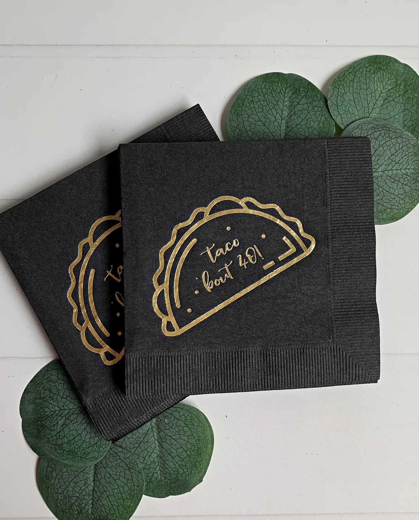 Taco 'Bout 40 Cocktail Napkins-Black