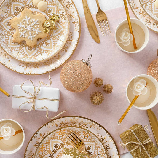 Snowflake Dinner Plates - Gold Foil | EnFete Party
