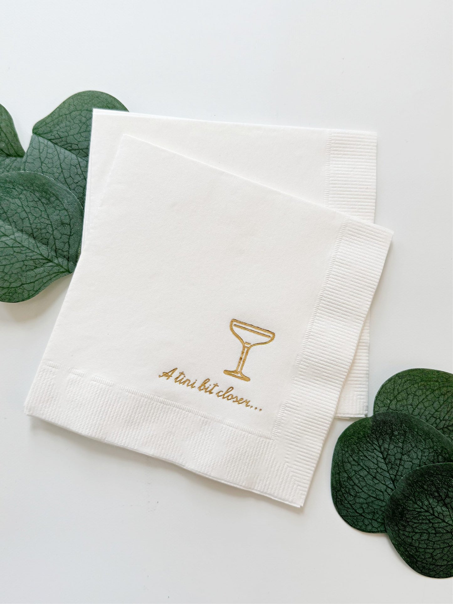 A Tini Bit Closer Espresso Martini Bachelorette Napkins Gold & White - Set of 16