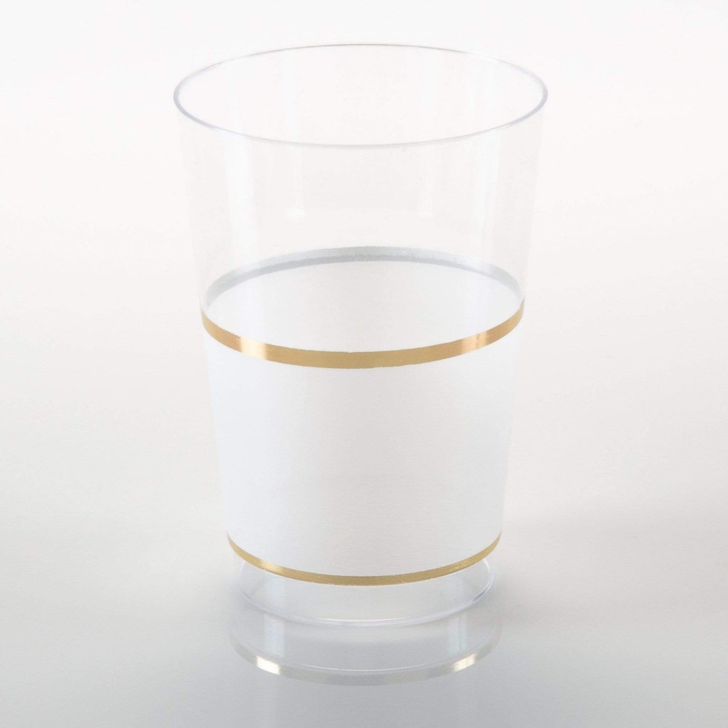 White & Gold Plastic Cocktail Glasses, Set of 10