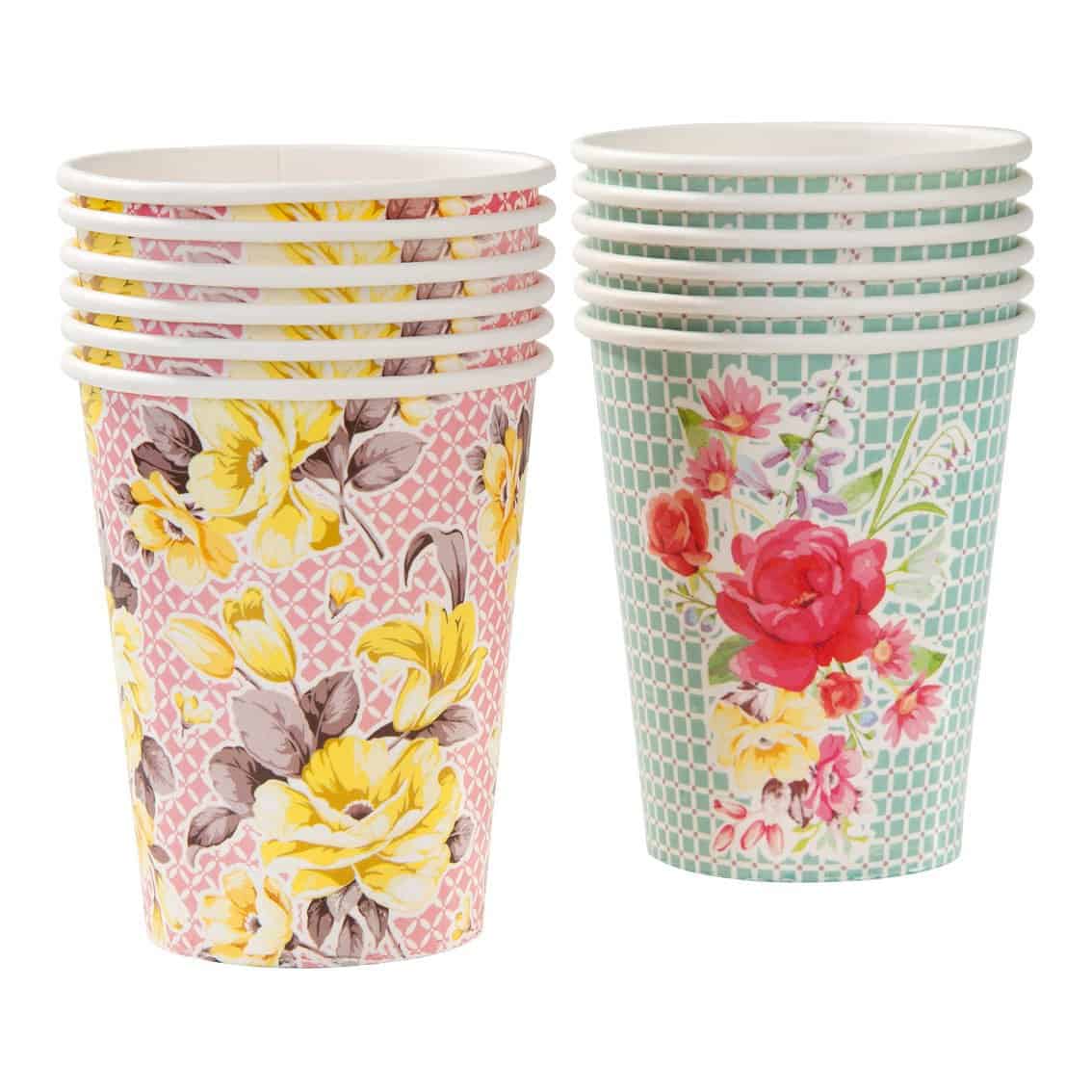 Floral Paper Cups for a Tea Party