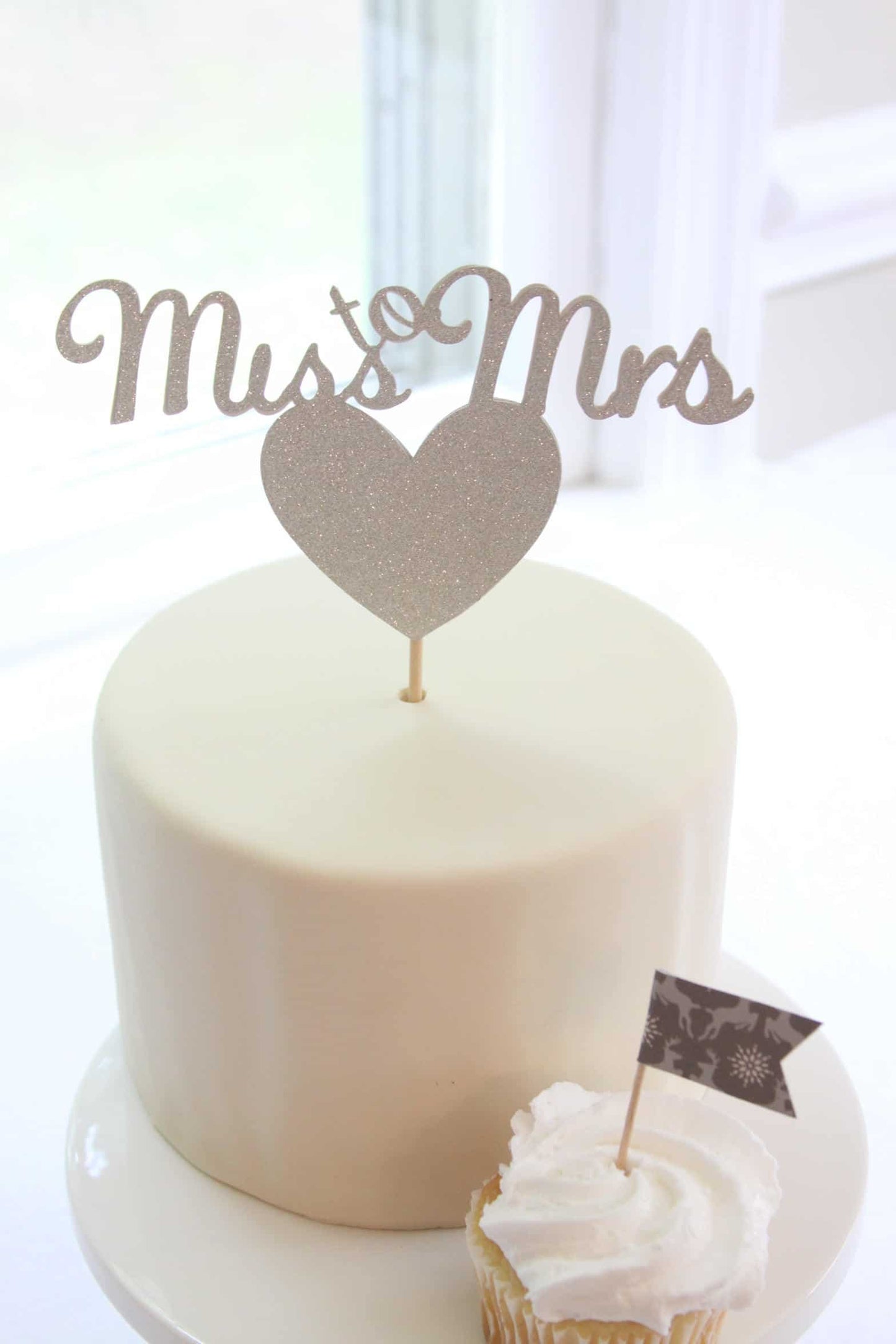 From Miss to Mrs Bridal Shower Cake Topper