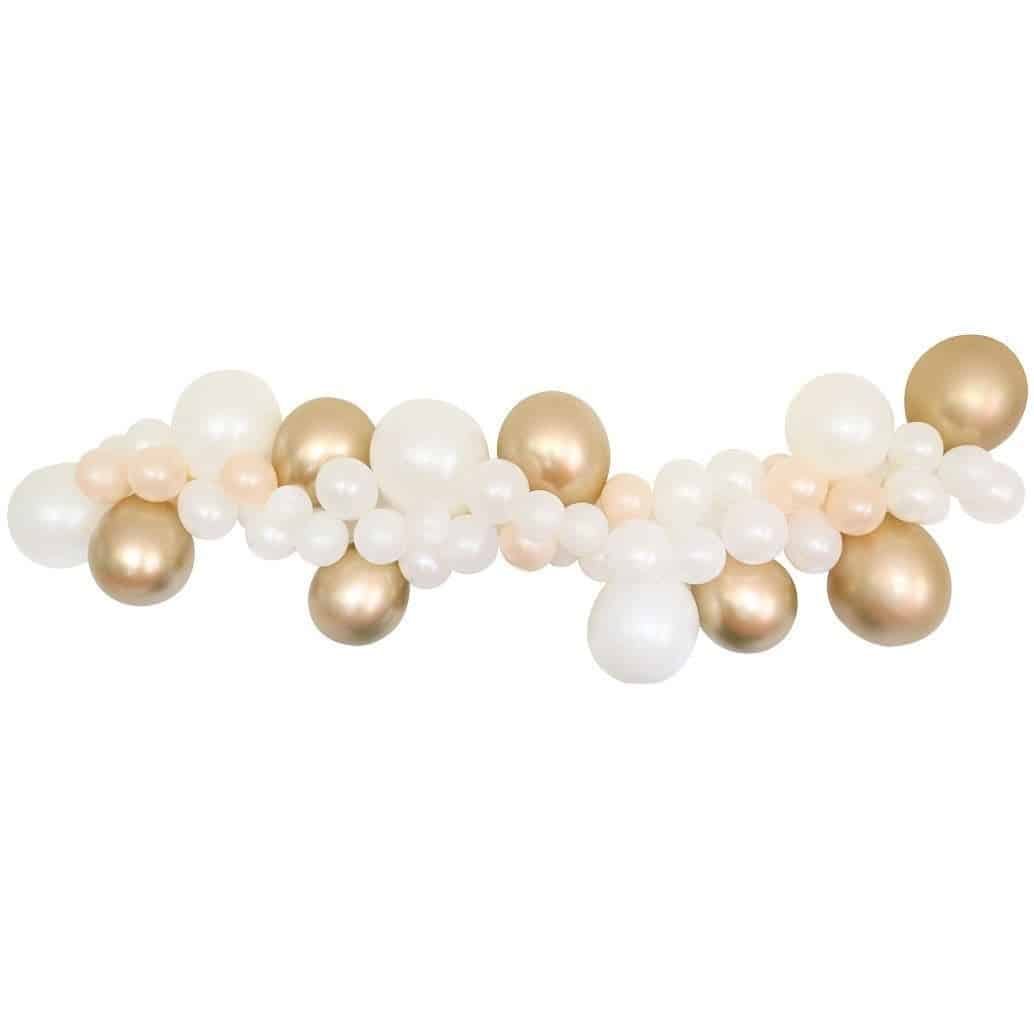 Gold Balloon Garland Kit with Peach and White